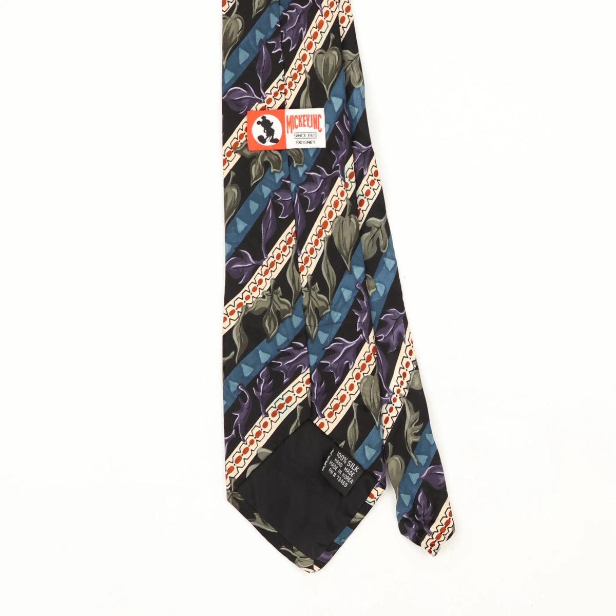 Back Back Detail of Vintage 1990's Disney Donald Duck Striped Patterned Tie