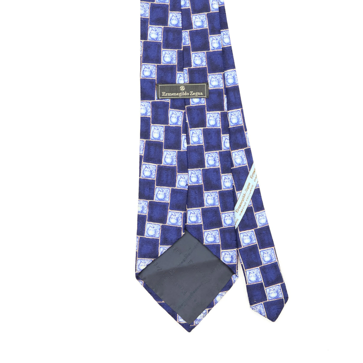 Back Back Detail of Vintage 1990's Ermenegildo Zegna Fruit Geometric Patterned Tie