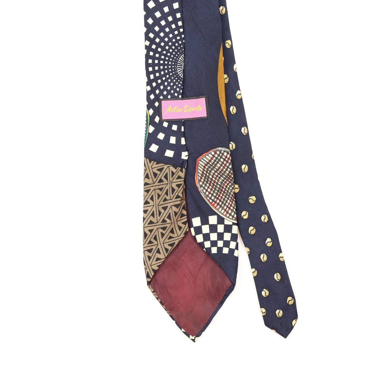 Back Detail of Vintage 1980's Tennis Cartoon Patterned Tie