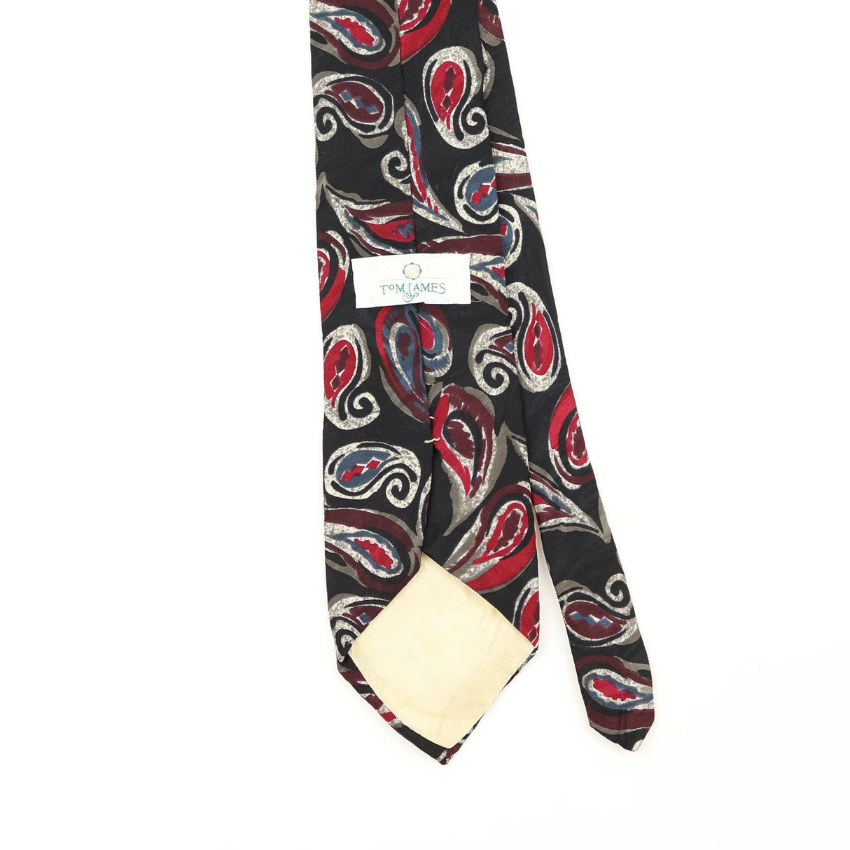 Back Back Detail of Vintage 1990's Tom James Paisley Patterned Tie