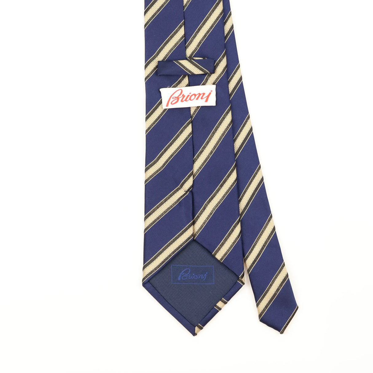 Back Detail of Vintage 1990's Brioni Striped Patterned Tie