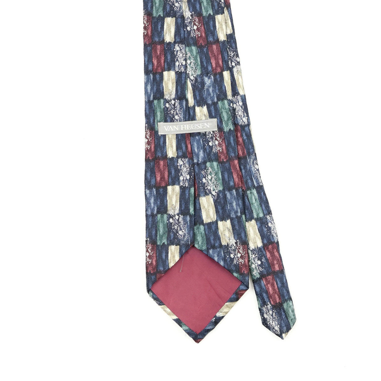 Back Back Detail of Vintage 1990's Van Heusen Geometric Patterned Tie