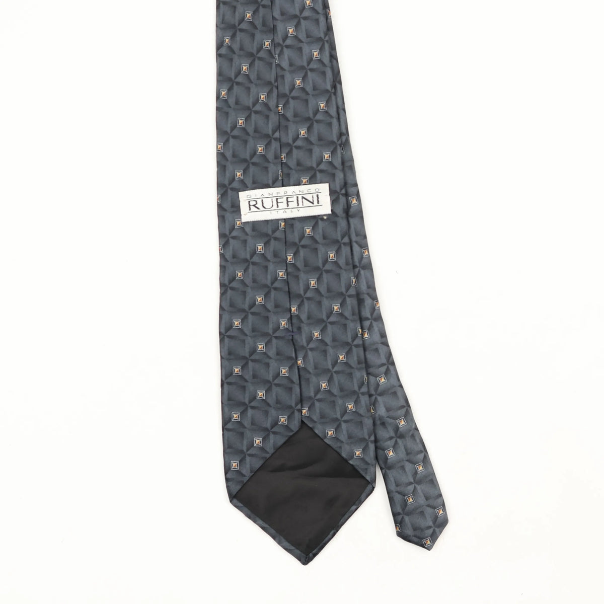 Back Back Detail of Vintage Gianfranco Ruffini Geometric Patterned Tie