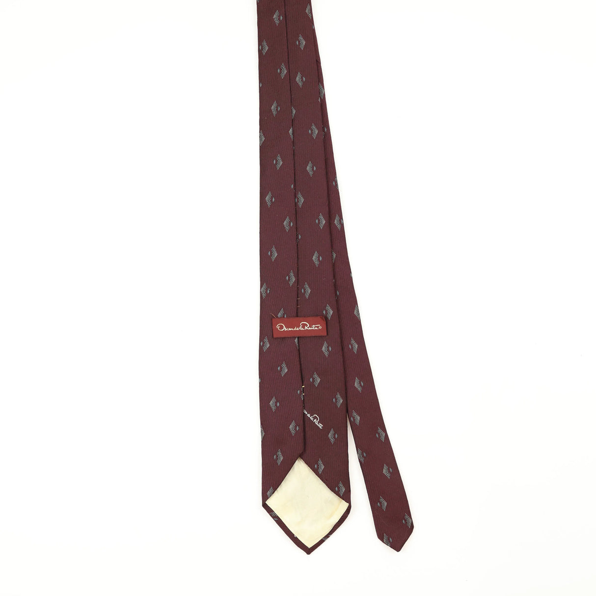 Back Back of Vintage 1990's Oscar De La Renta Geometric Patterned Tie