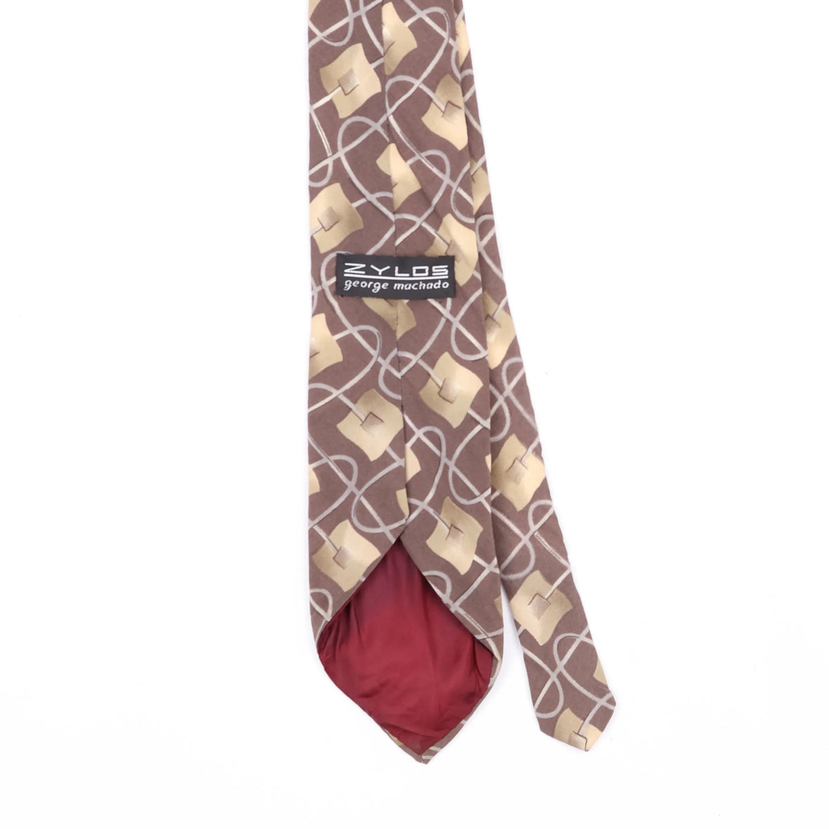 Back Back Detail of Vintage 1990's Zylos Geometric Patterned Tie