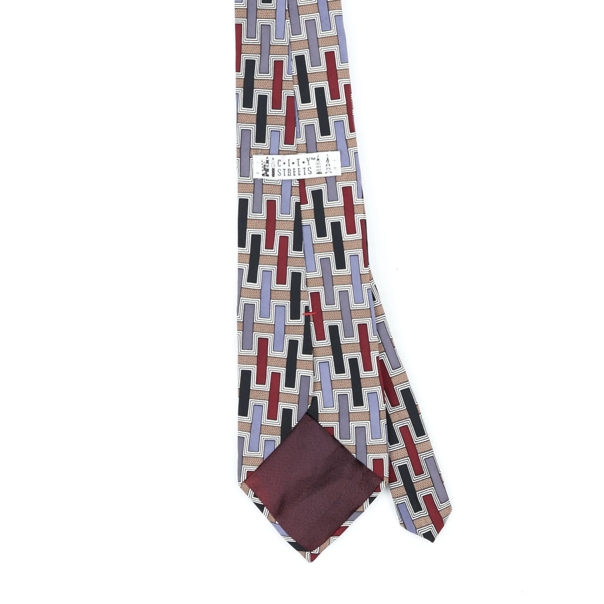 Back Back Detail of Vintage 1990's Geometric Patterned Tie