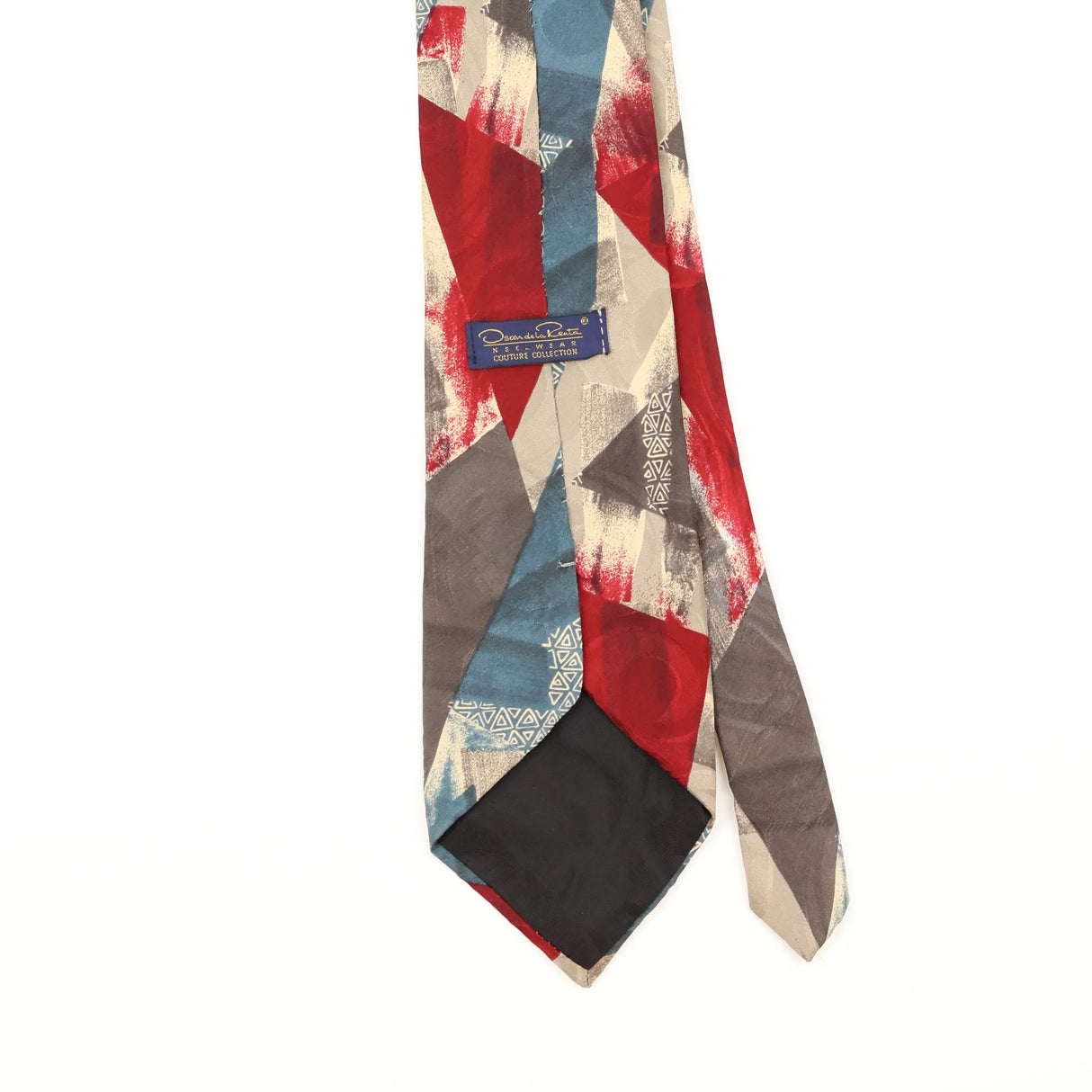 Back Detail of Vintage 1990's Oscar De La Renta Abstract Patterned Tie