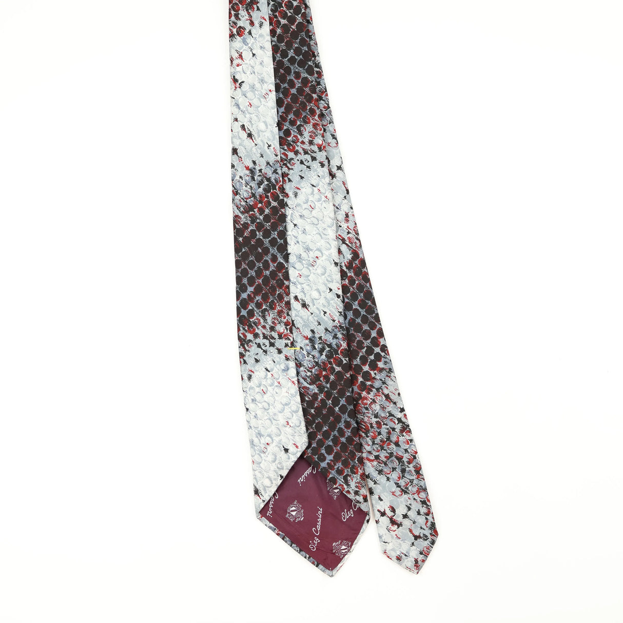 Back Back of Vintage 1980's Oleg Cassini Snakeskin Animal Print Patterned Tie