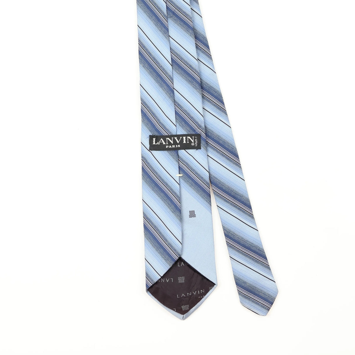 Back Back Detail of Vintage 1980's Lanvin Striped Patterned Tie
