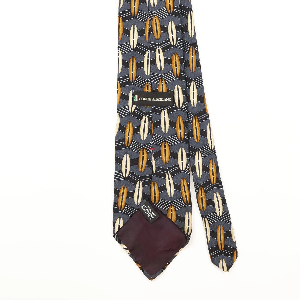 Back Detail of Vintage Geometric Patterned Tie