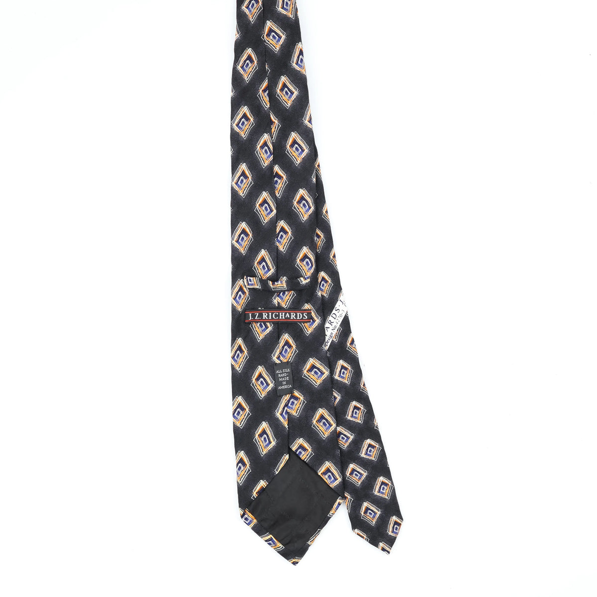 Back Back of Vintage 1990's Jz Richards Geometric Patterned Tie