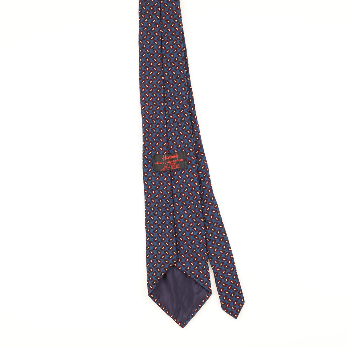 Back of Vintage 1980's Harrods Paisley Patterned Tie