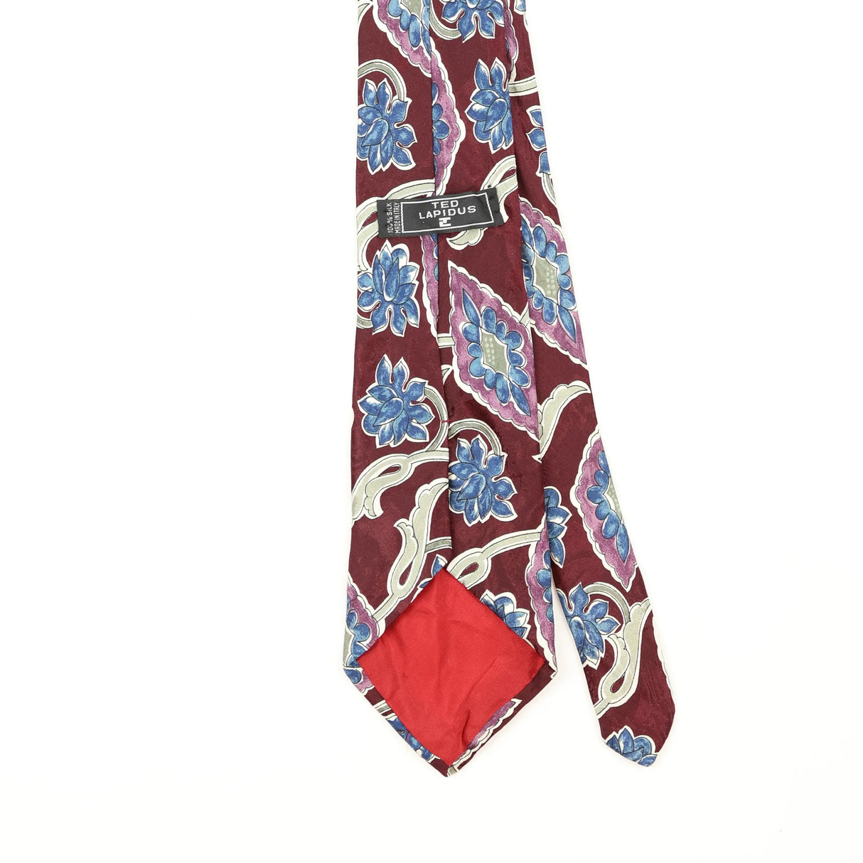 Back Back Detail of Vintage 1990's Ted Lapidus Floral Patterned Tie