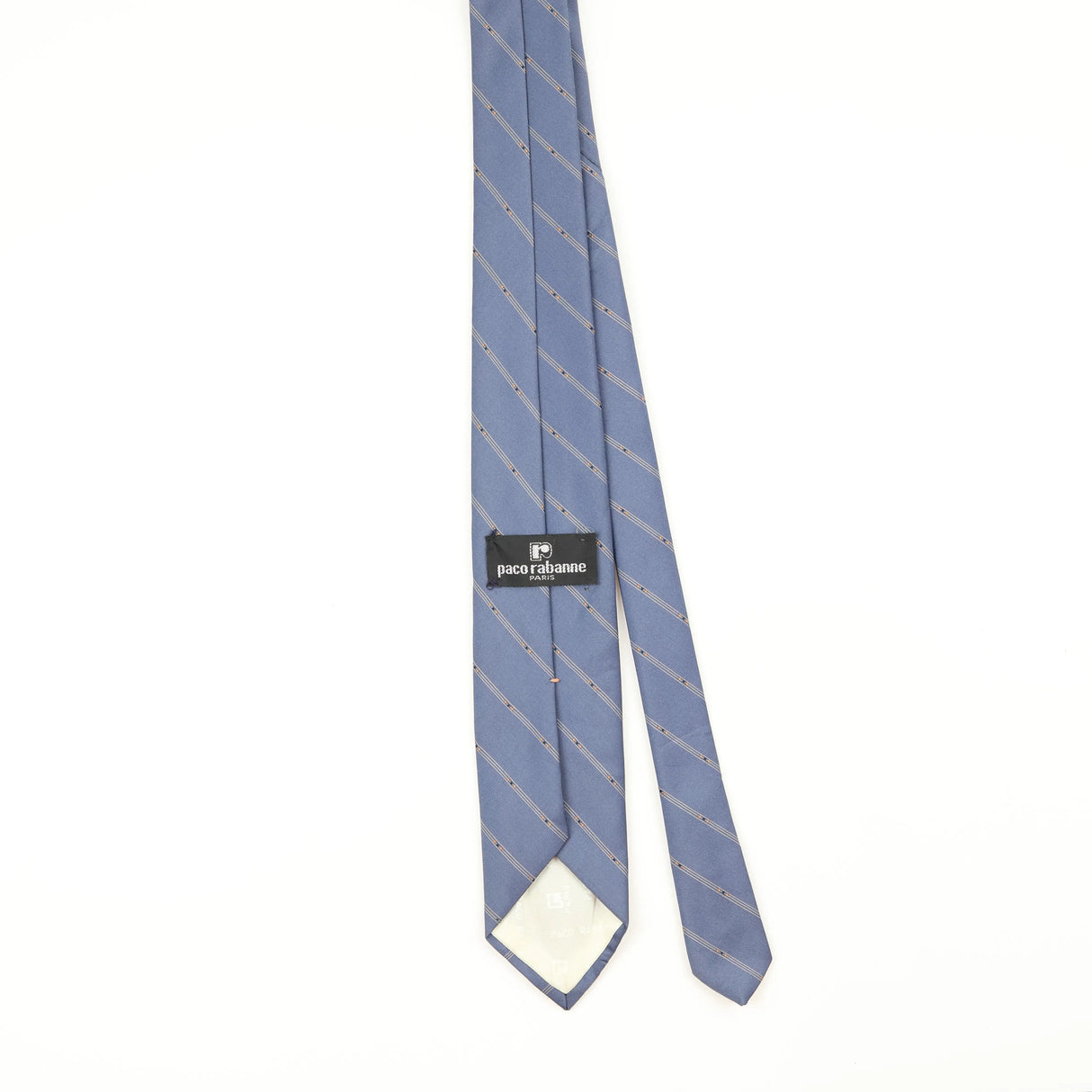 Back Back of Vintage 1990's Paco Rabanne Striped Patterned Tie