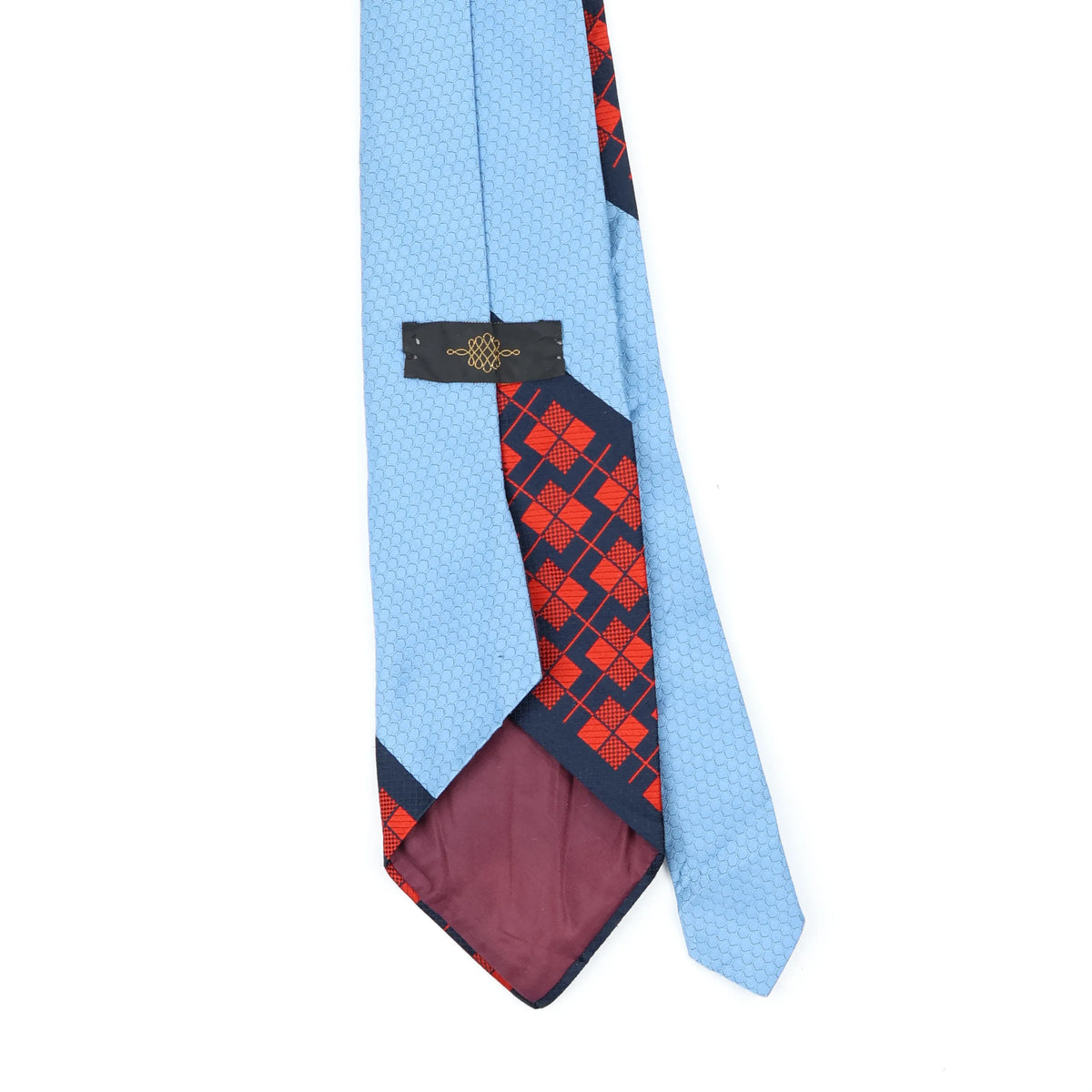 Back Back Detail of Vintage 1980's J. C. Penney Split Check Geometric Patterned Tie