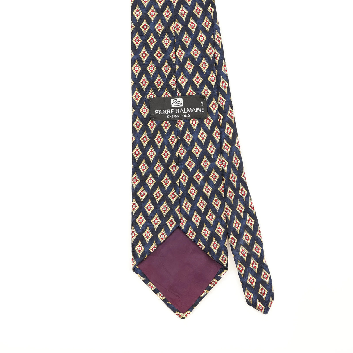 Back Back Detail of Vintage 1990's Pierre Balmain Diamonds Geometric Patterned Tie