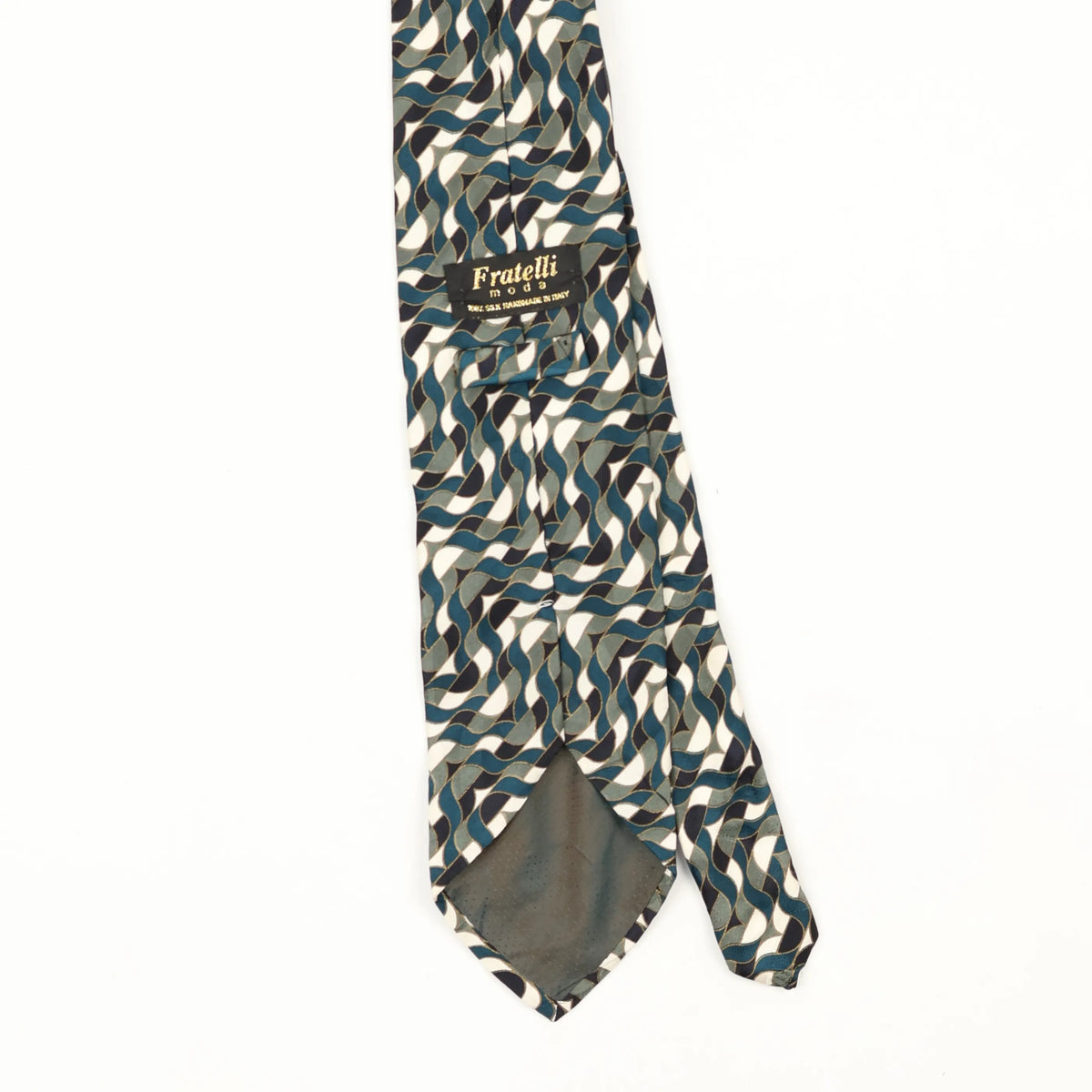 Back Back Detail of Vintage 1990's Fratelli Waves Geometric Patterned Tie