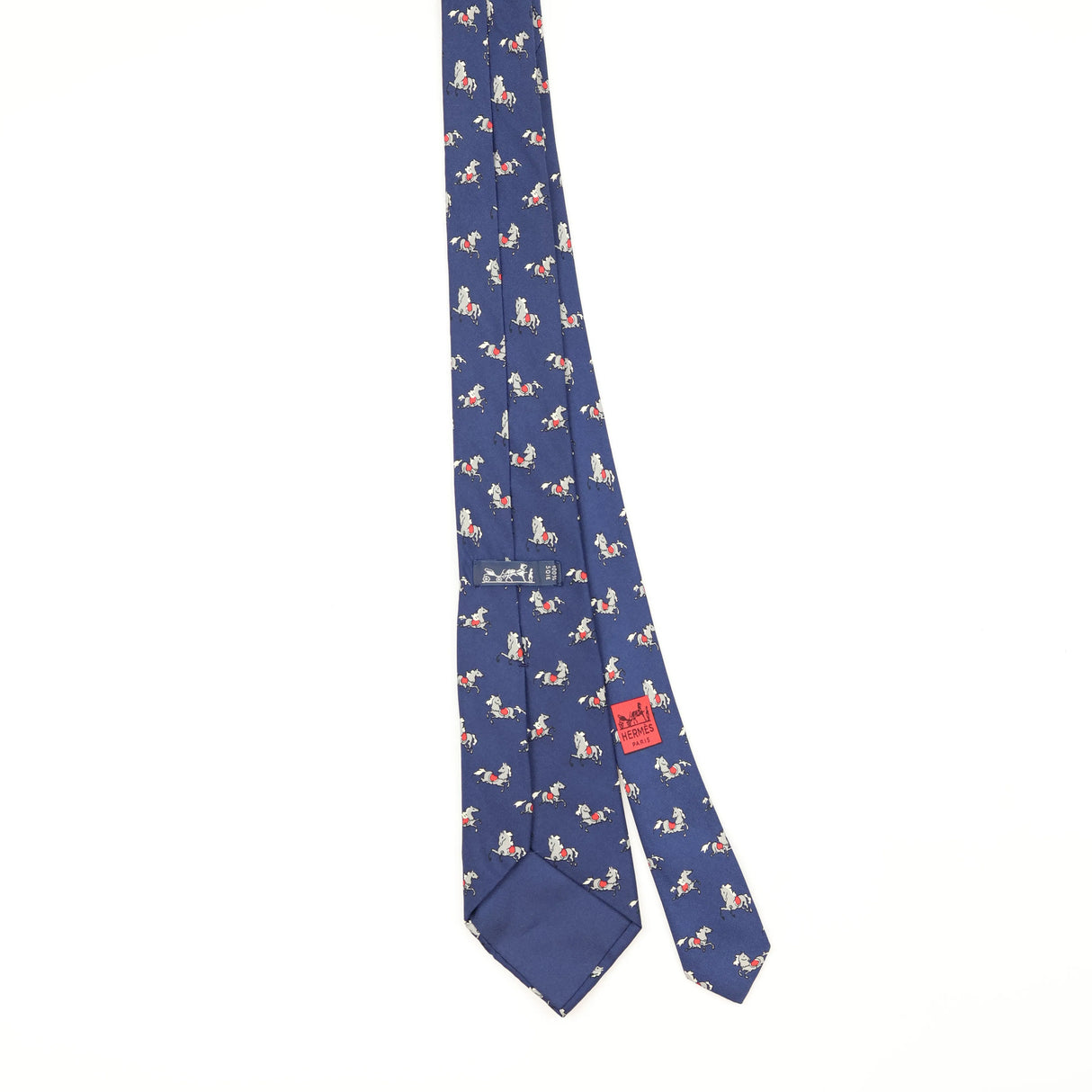 Back Back of Vintage 1990's Hermès Horses Animal Print Patterned Tie
