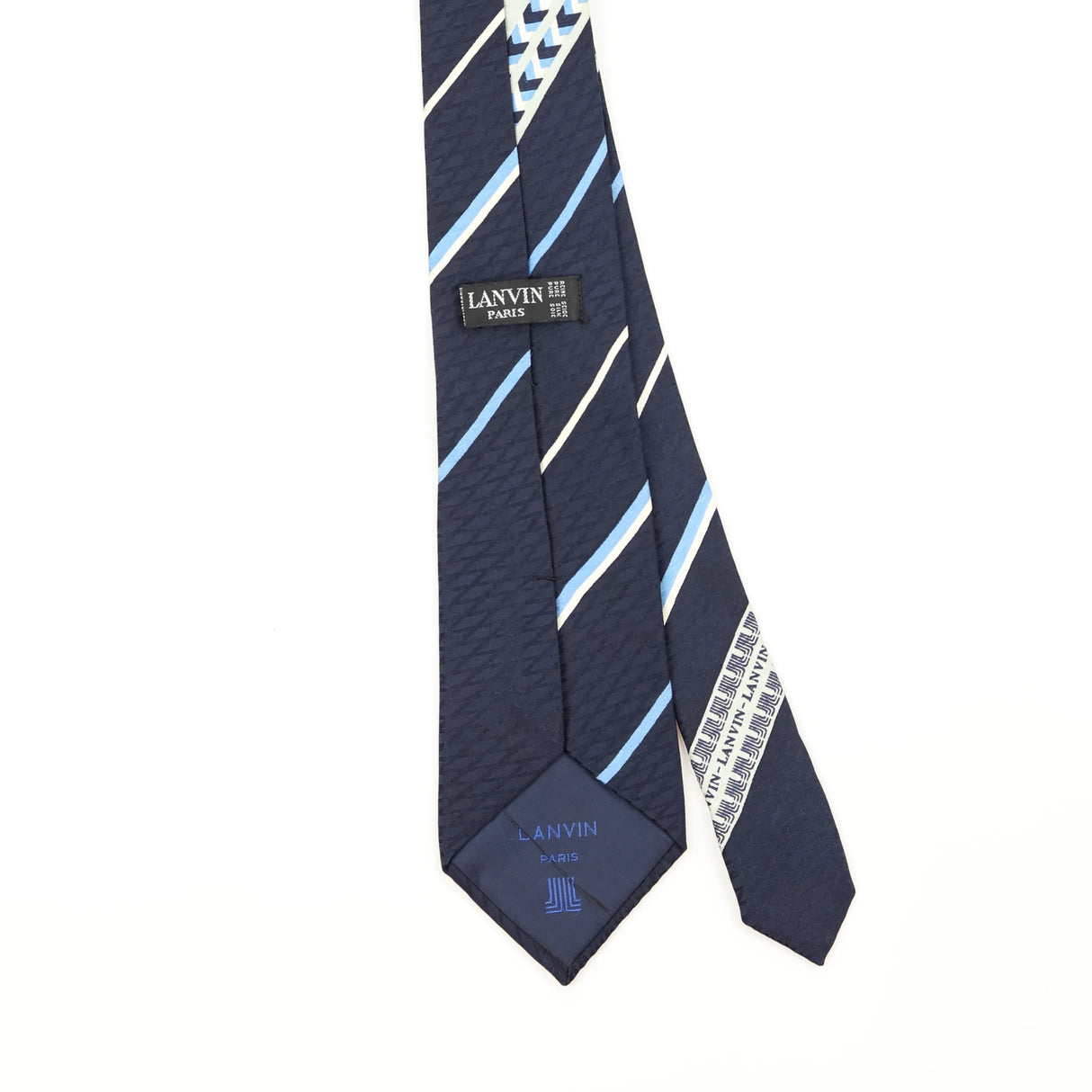 Back Back Detail of Vintage 1980's Lanvin Striped Patterned Tie