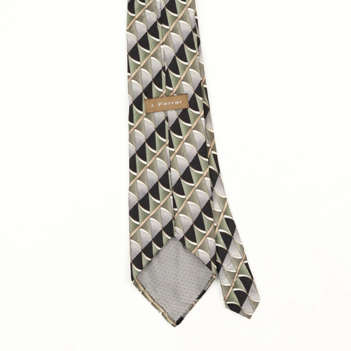 Back Back Detail of Vintage 1990's J.Ferrar Geometric Patterned Tie