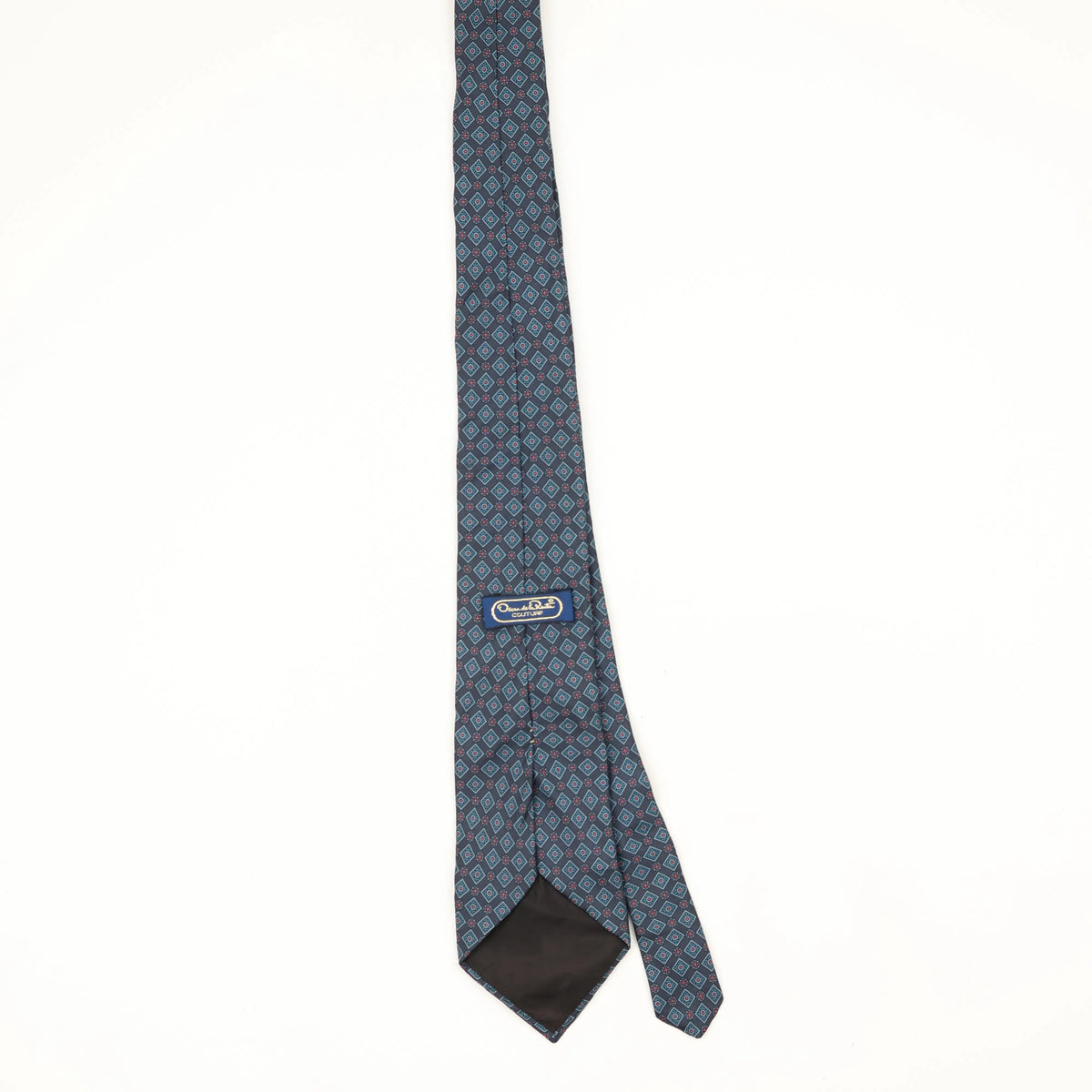 Back Back of Vintage 1990's Oscar De La Renta Geometric Patterned Tie