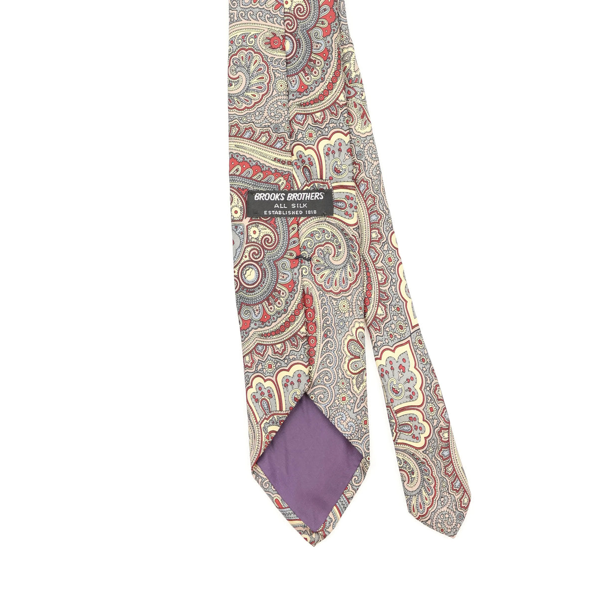 Back Back Detail of Vintage 1990's Brooks Brothers Paisley Patterned Tie