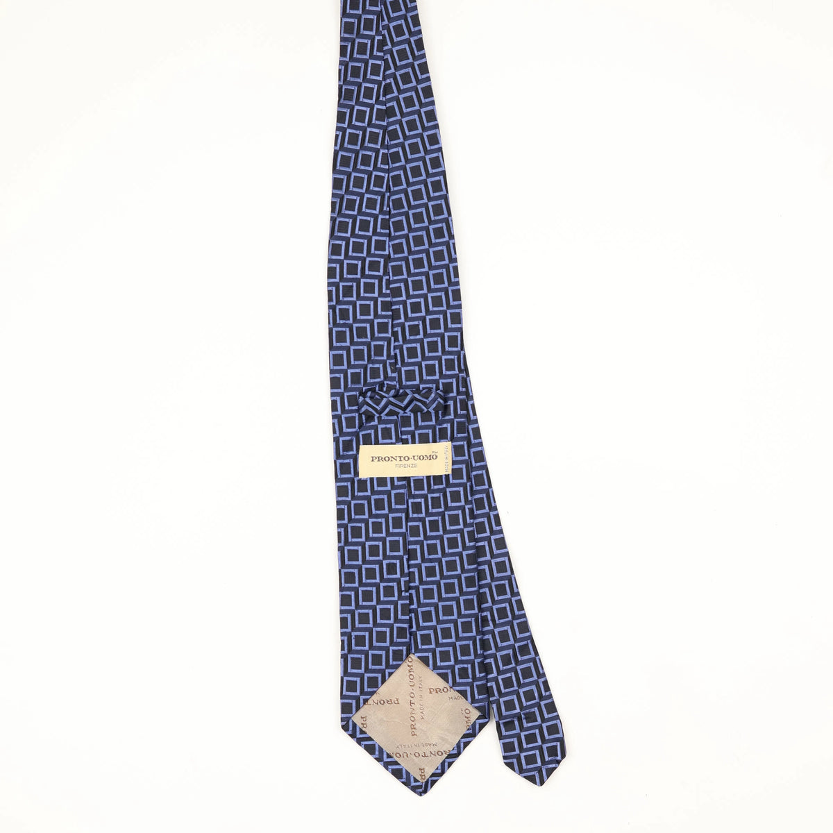 Back Back of Vintage 1990's Pronto Uomo Squares Geometric Patterned Tie