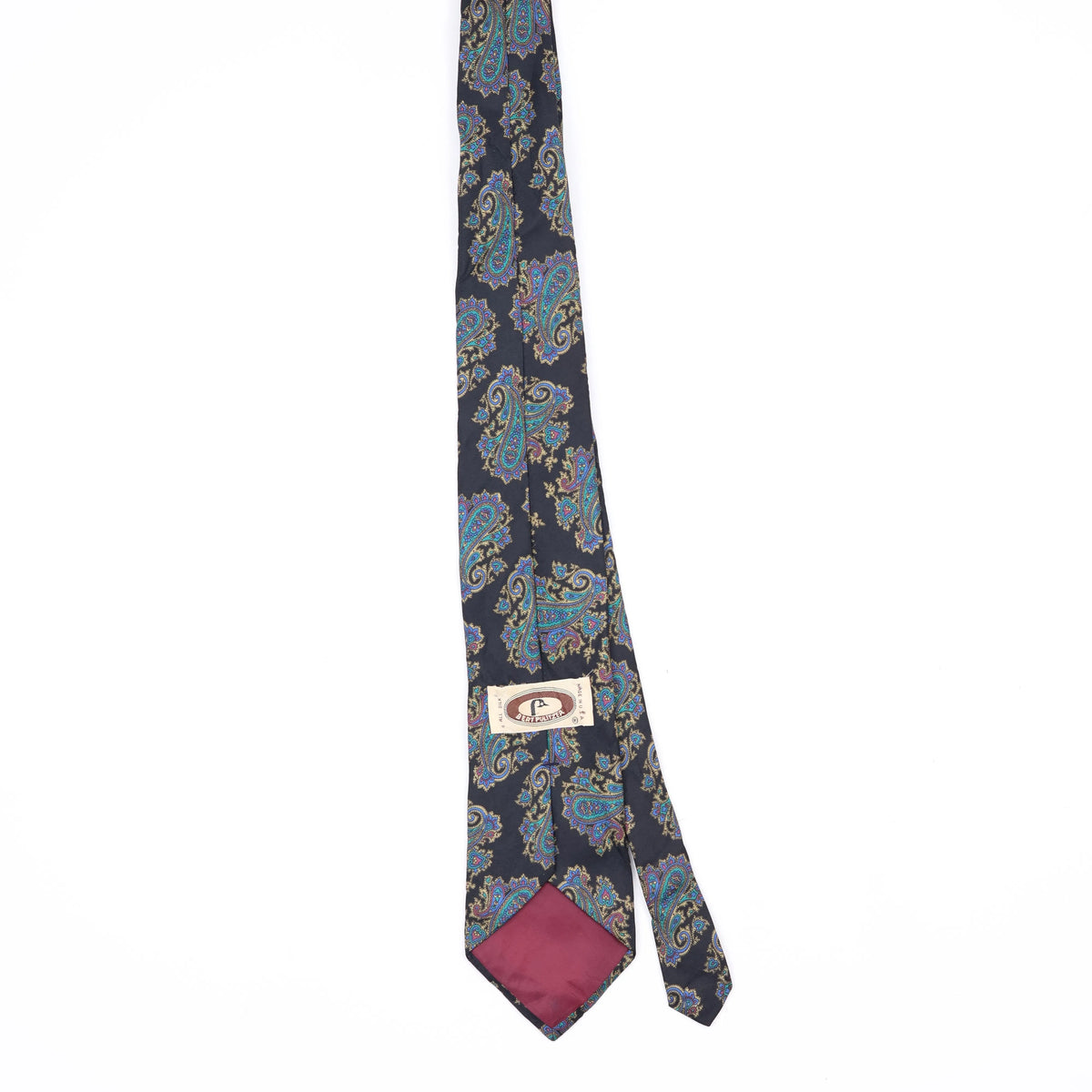Back Back of Vintage 1990's Bert Pulitzer Paisley Patterned Tie