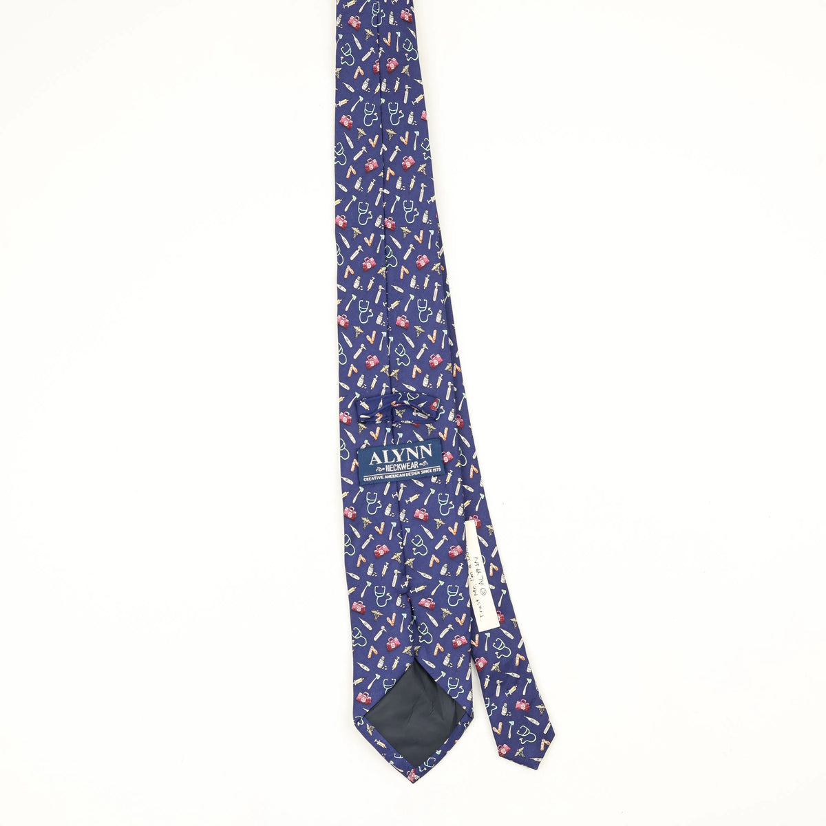 Back Back of Vintage 1990's Alynn Neckwear I'm A Doctor Cartoon Patterned Tie