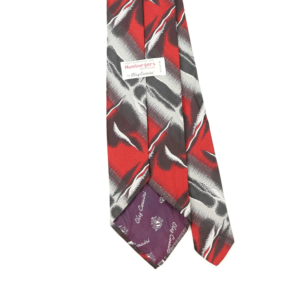 Back Back Detail of Vintage 1980's Oleg Cassini Abstract Patterned Tie