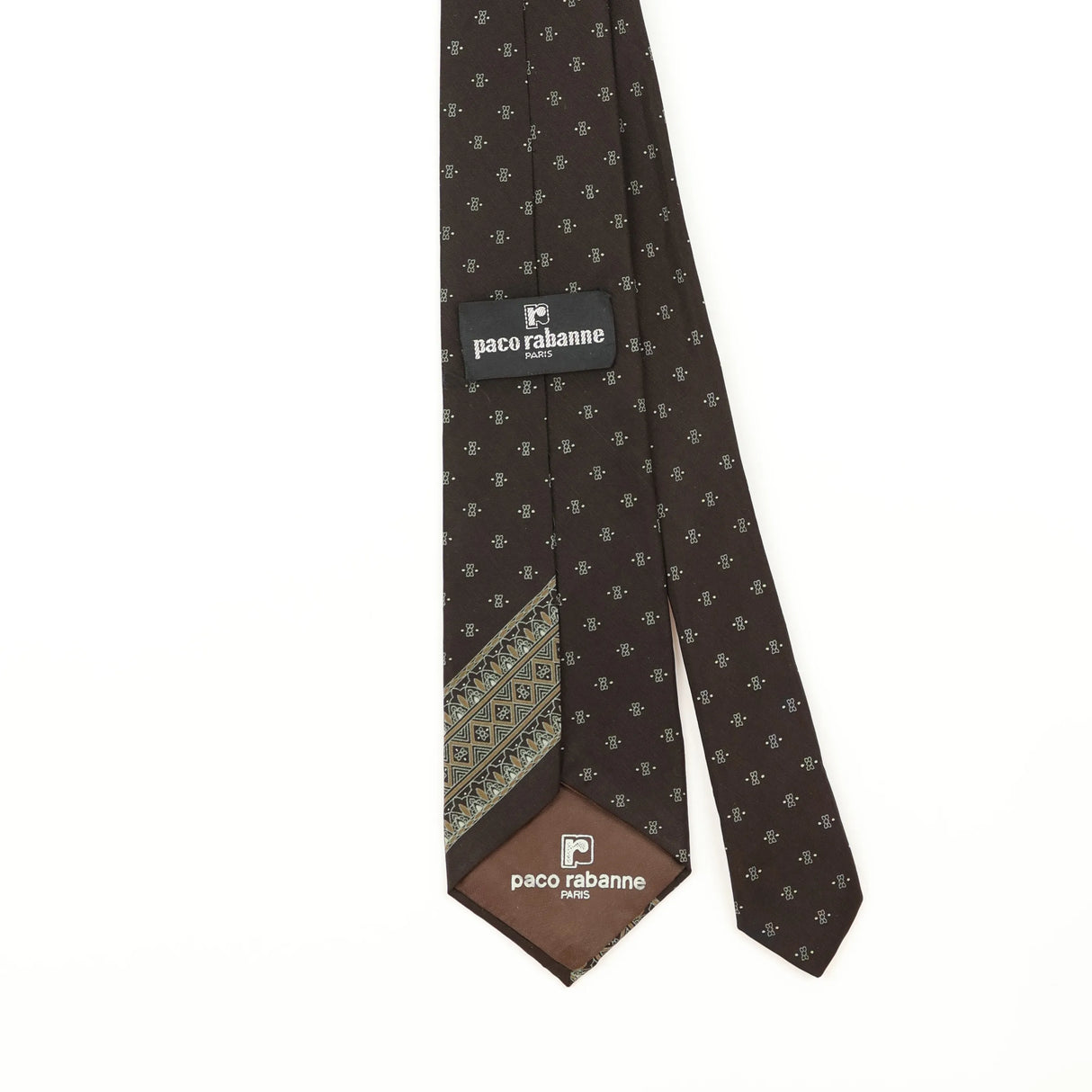 Back Detail of Vintage 1990's Paco Rabanne Geometric Patterned Tie