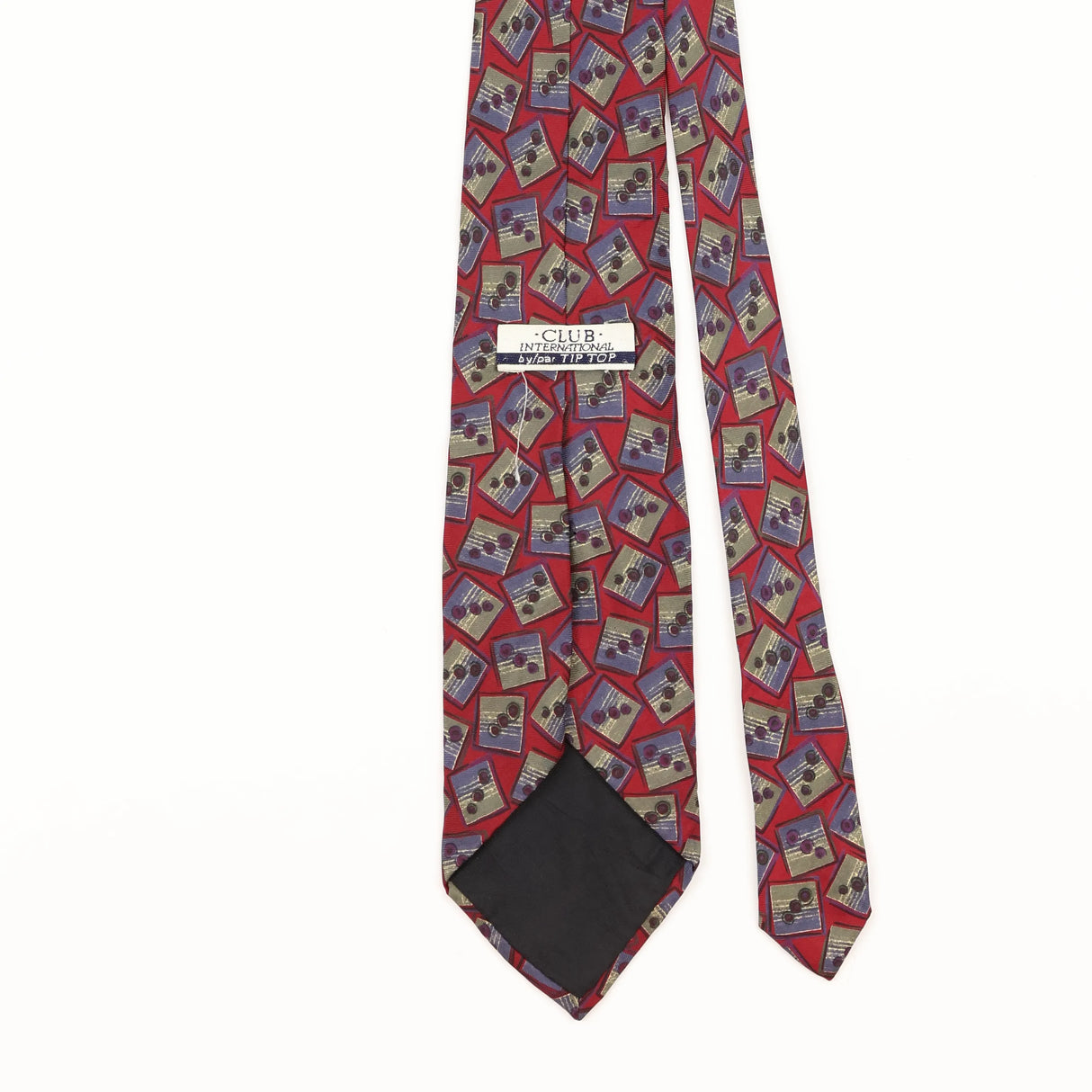 Back Detail of Vintage 1990's Domino Geometric Patterned Tie