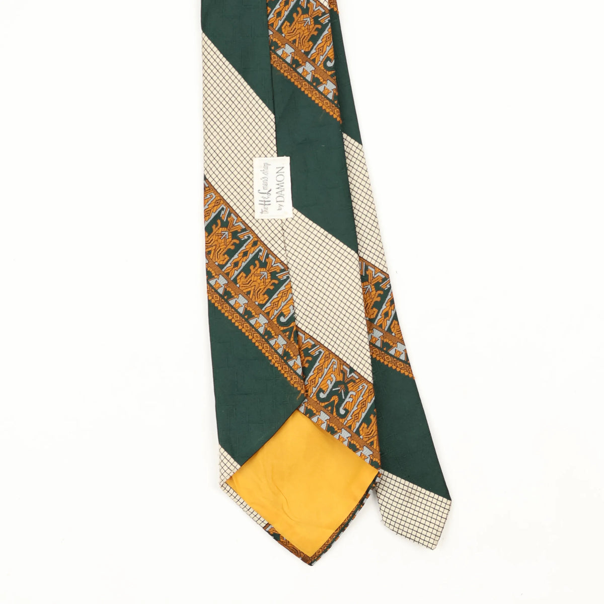 Back Back Detail of Vintage 1970's Damon Striped Patterned Tie
