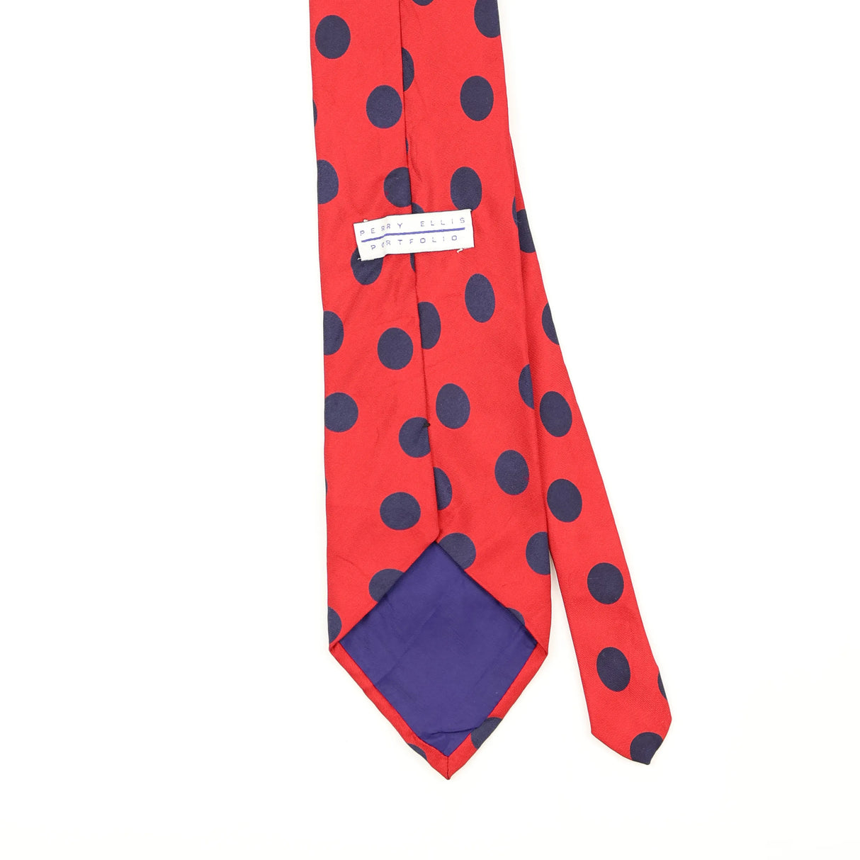 Back Back Detail of Vintage 1990's Perry Ellis Polka Dot Patterned Tie