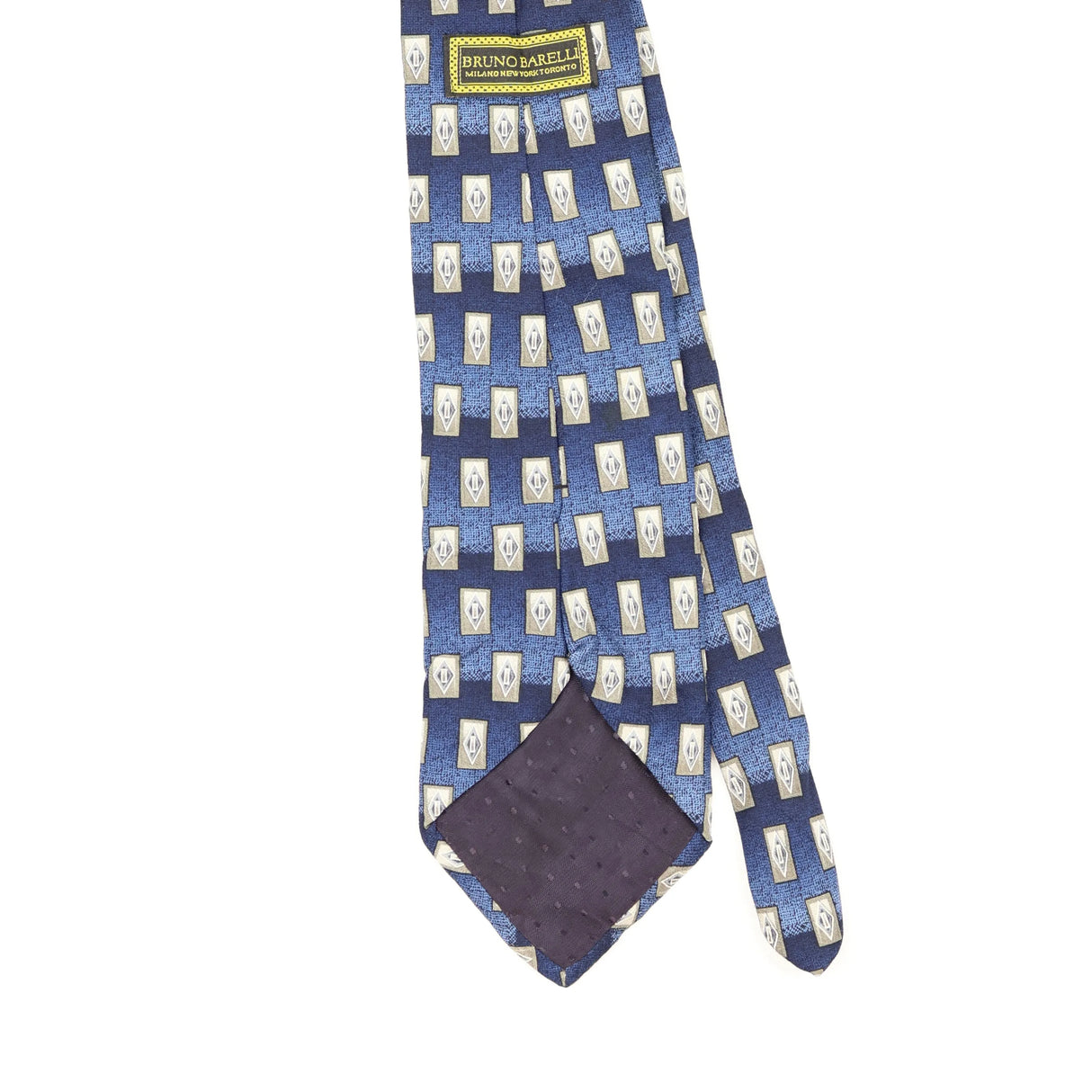 Back Back Detail of Vintage 1990's Bruno Piattelli Geometric Patterned Tie