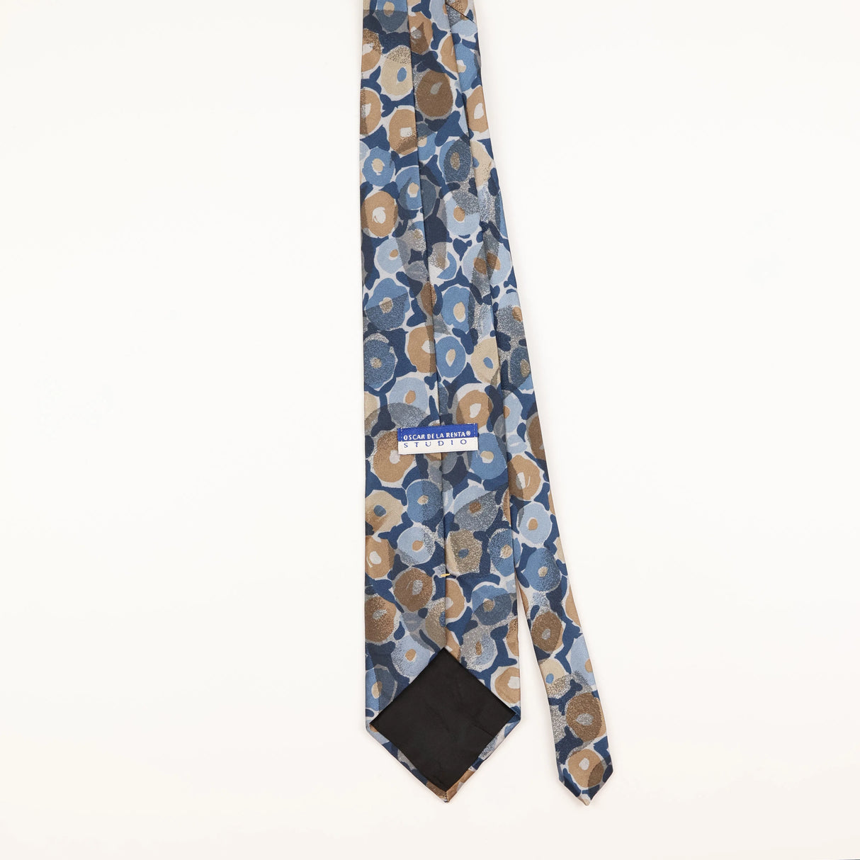 Back of Vintage 1990's Oscar De La Renta Geometric Patterned Tie
