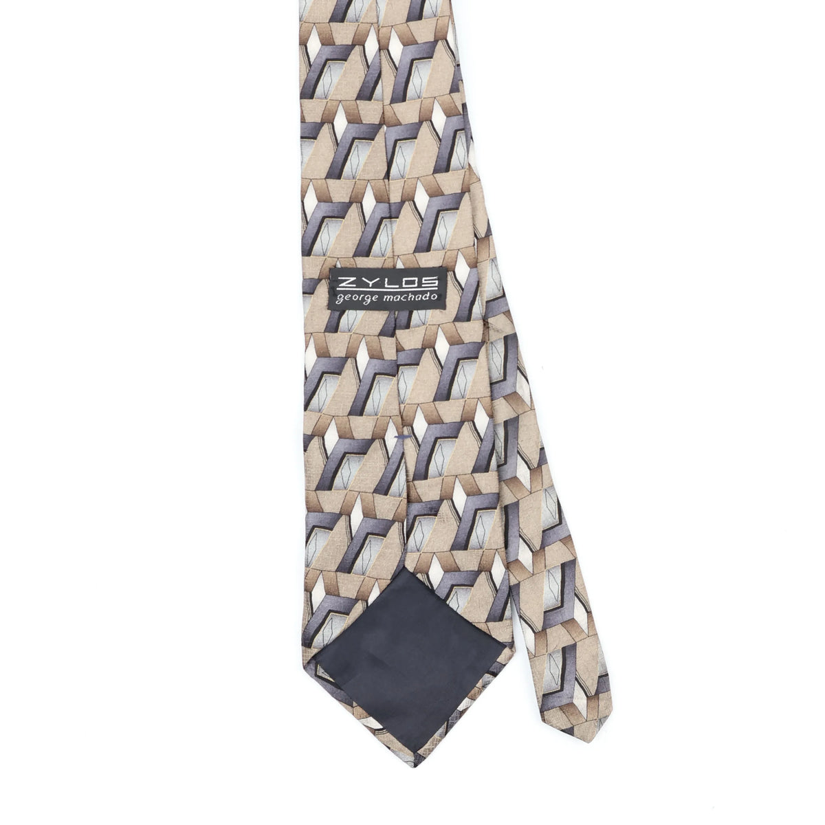 Back Back Detail of Vintage 1990's Zylos Geometric Patterned Tie