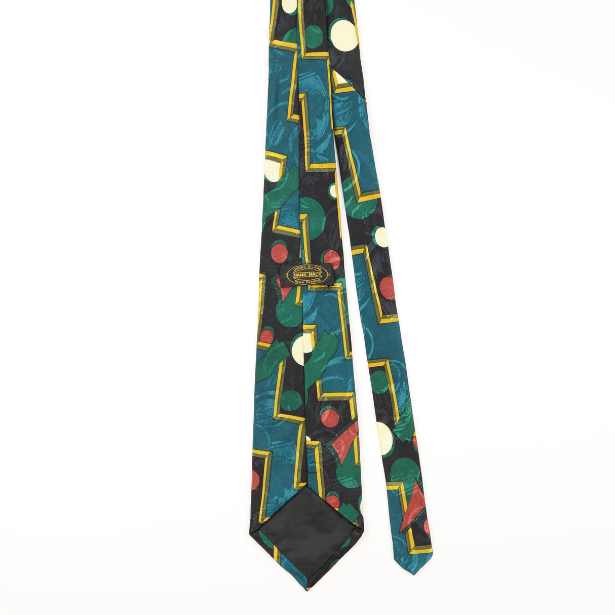 Back of Vintage Handmade Abstract Patterned Tie