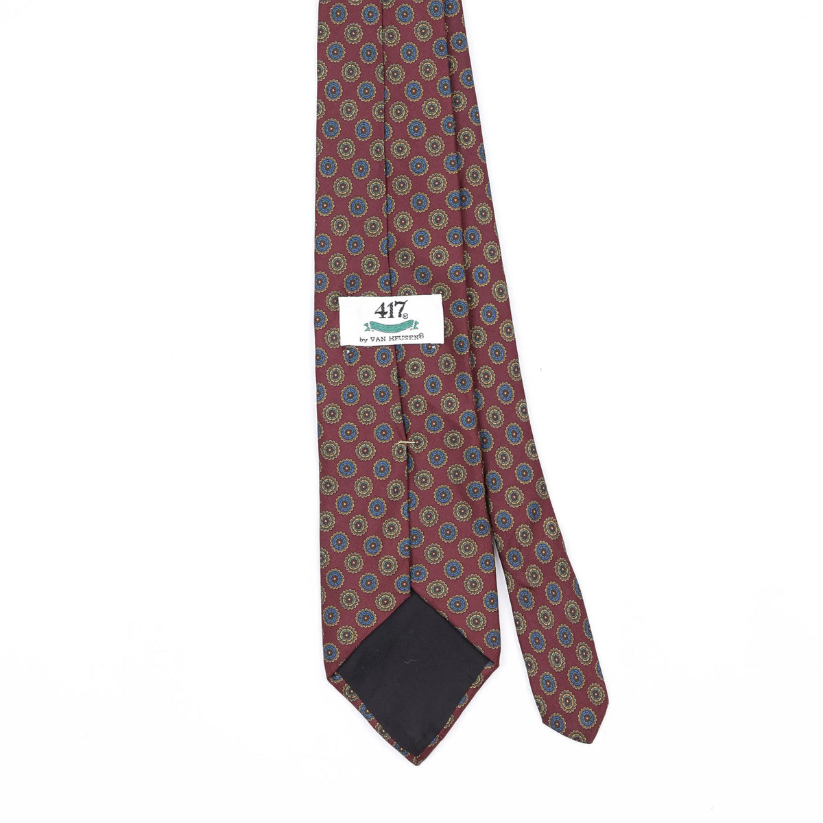 Back Back Detail of Vintage Van Heusen Foulard Geometric Patterned Tie