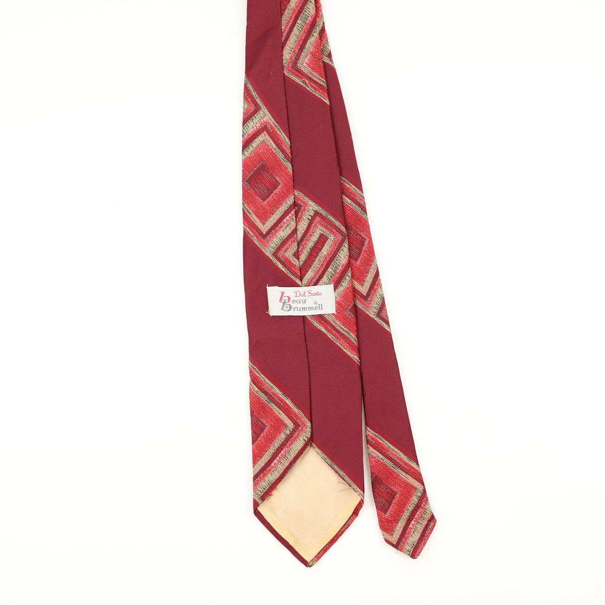 Back of Vintage 1980's Beau Brummell Geometric Patterned Tie