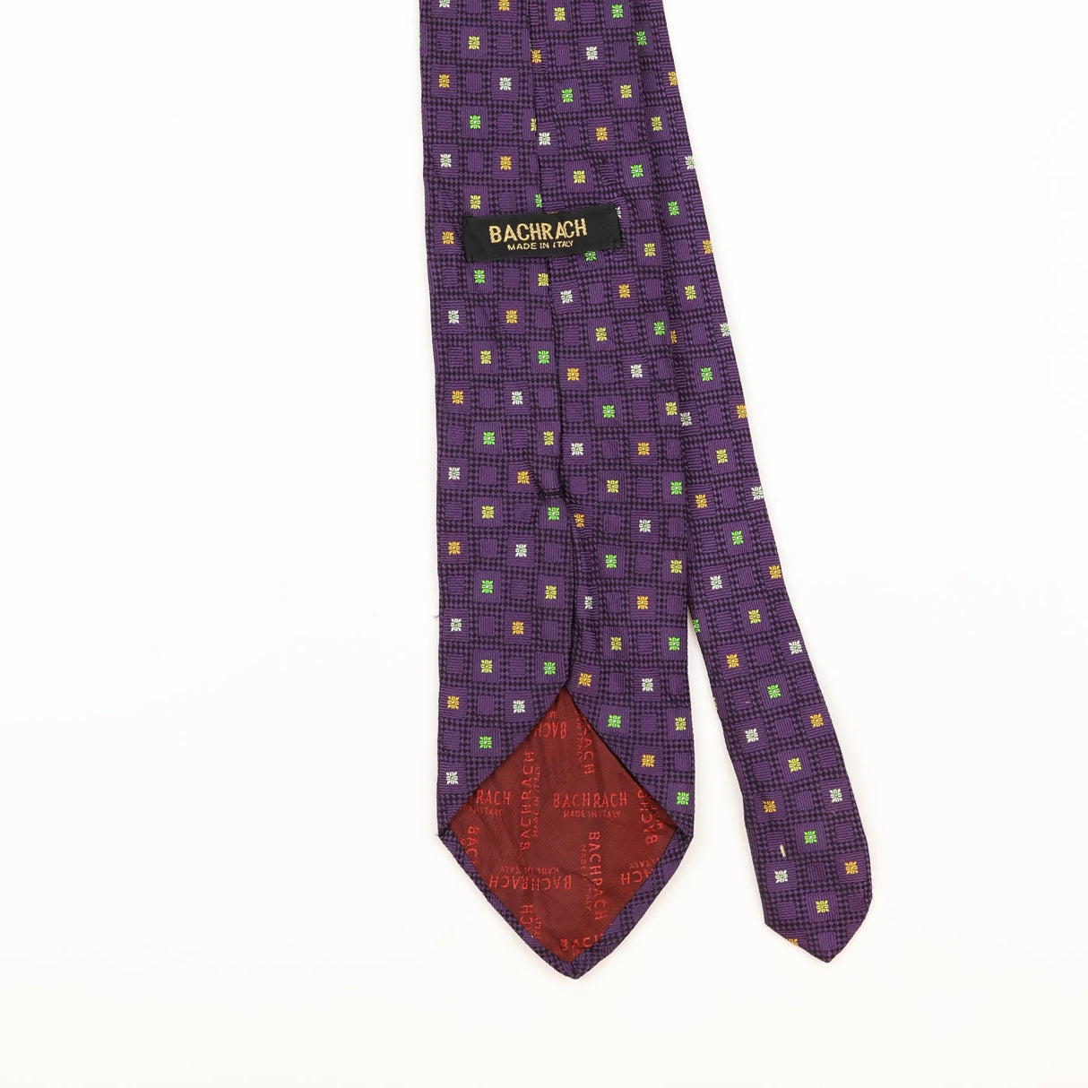 Back Detail of Vintage 1990's Bachrach Geometric Patterned Tie