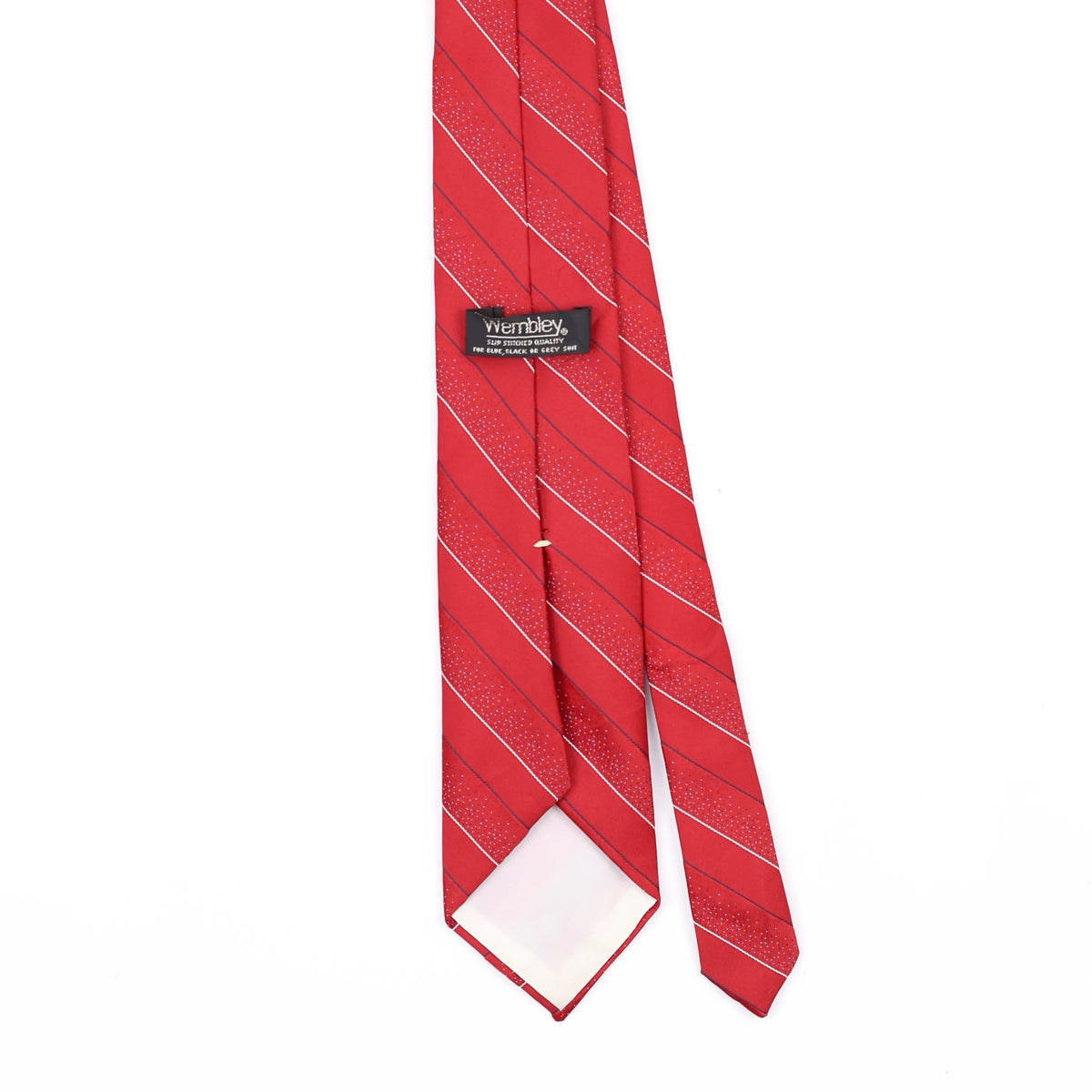 Back Back Detail of Vintage 1990's Wembley Striped Patterned Tie