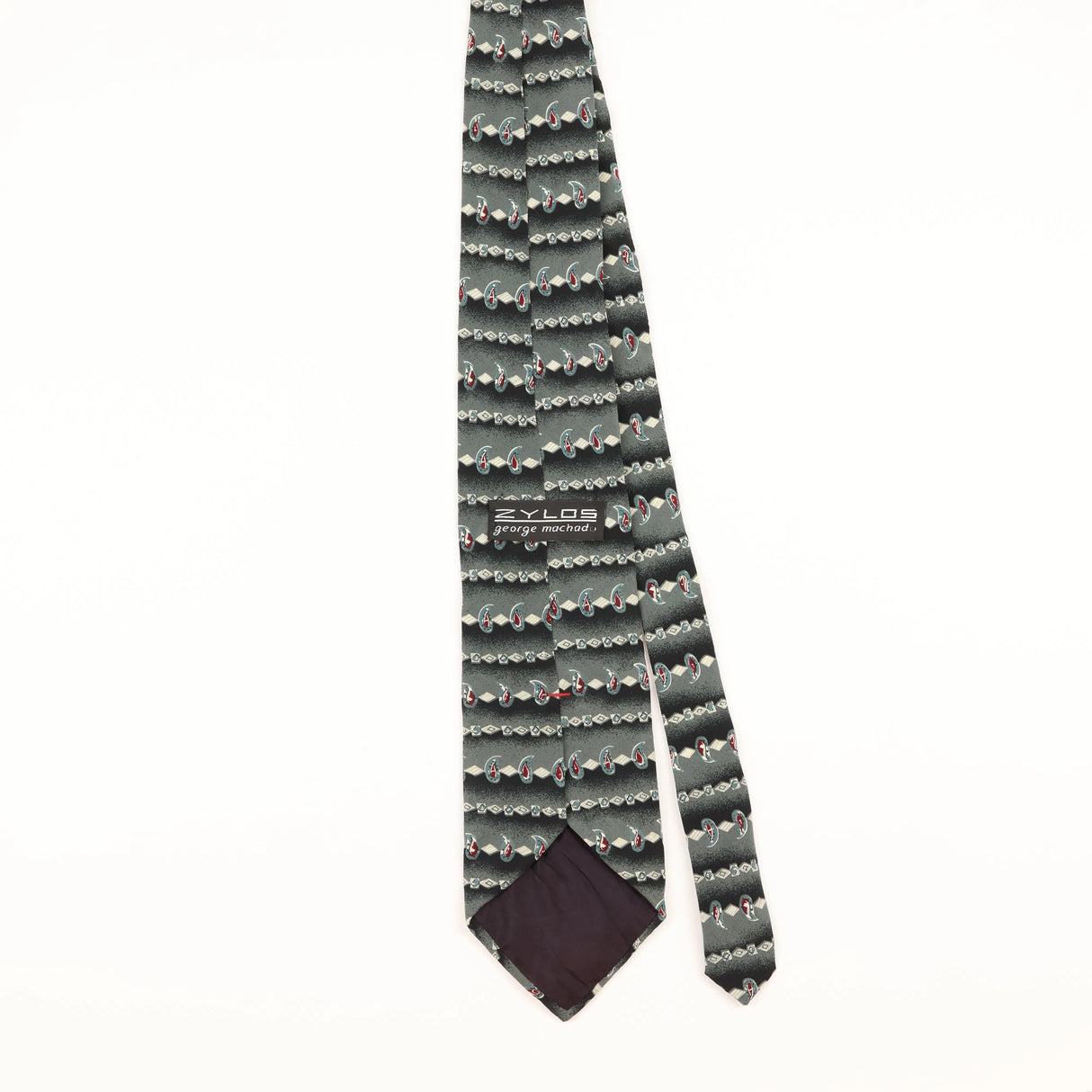 Back of Vintage 1990's Zylos Geometric Patterned Tie