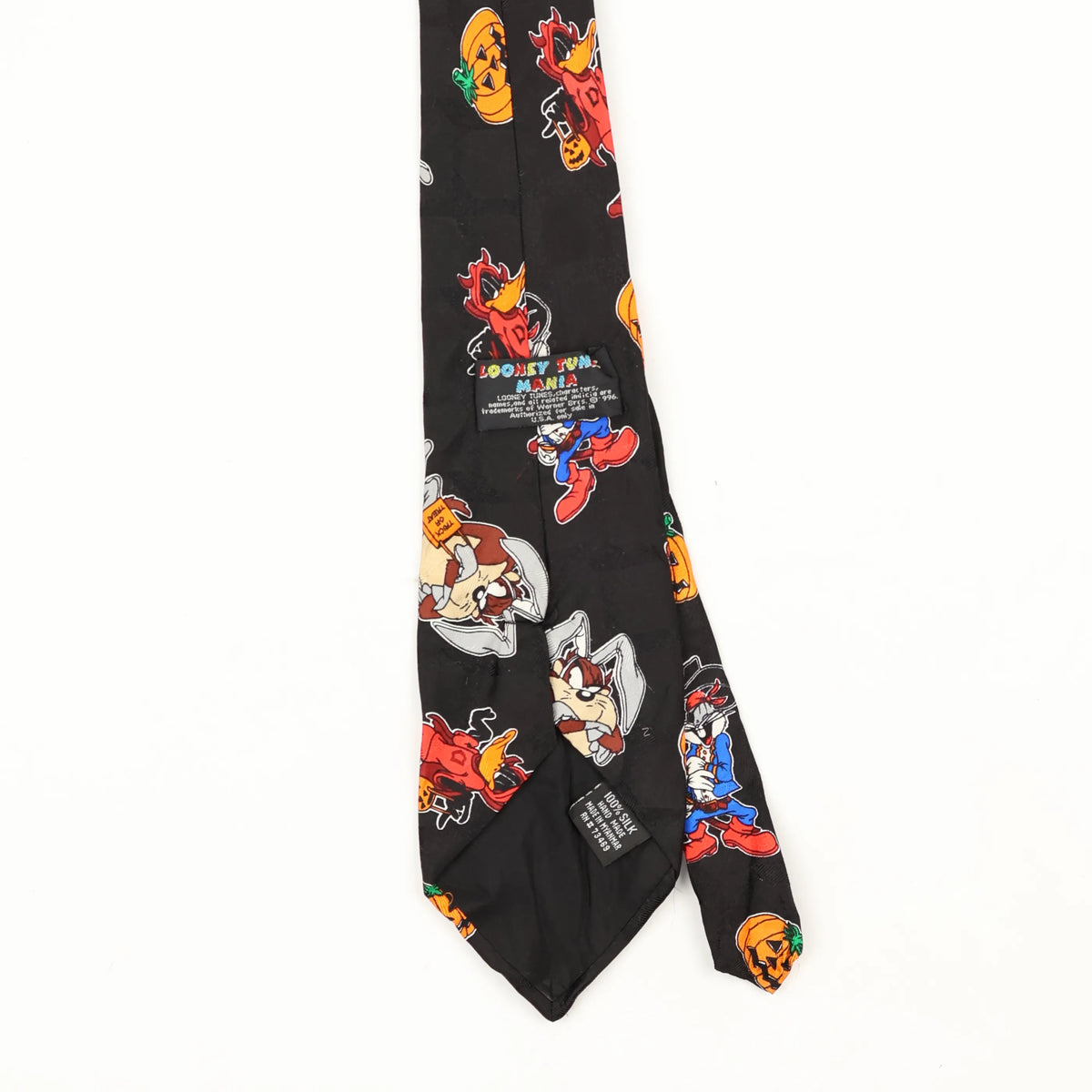 Back Back Detail of Vintage 1990's Looney Tunes Halloween Cartoon Patterned Tie
