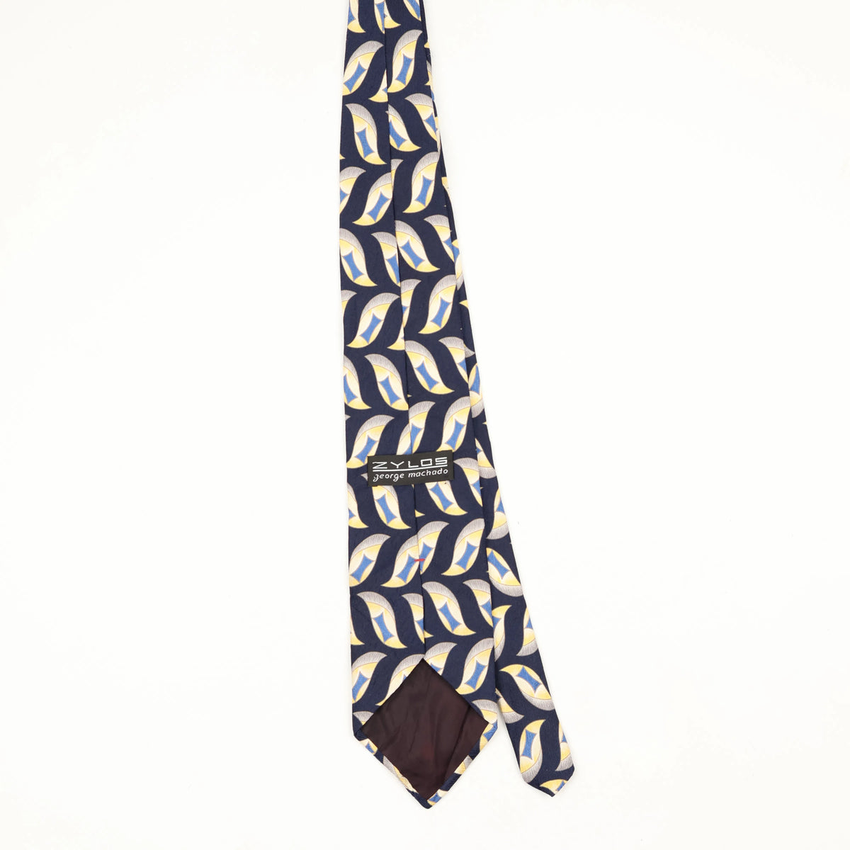 Back Back of Vintage 1990's Zylos Geometric Patterned Tie