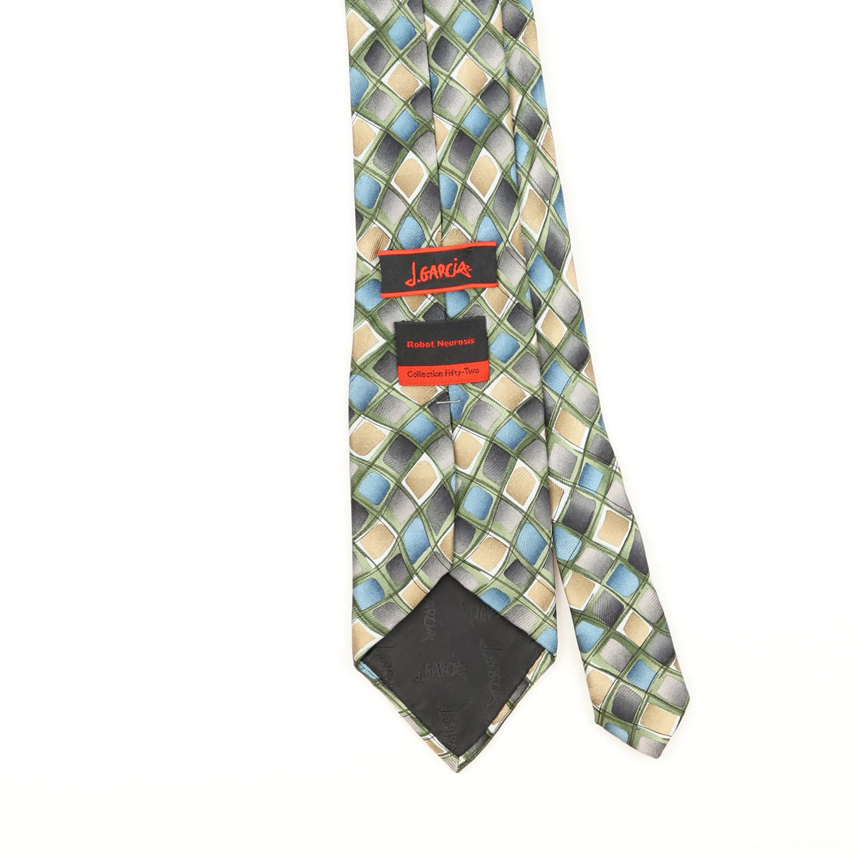 Back Detail of Vintage Jerry Garcia Robert Neurosis Geometric Patterned Tie