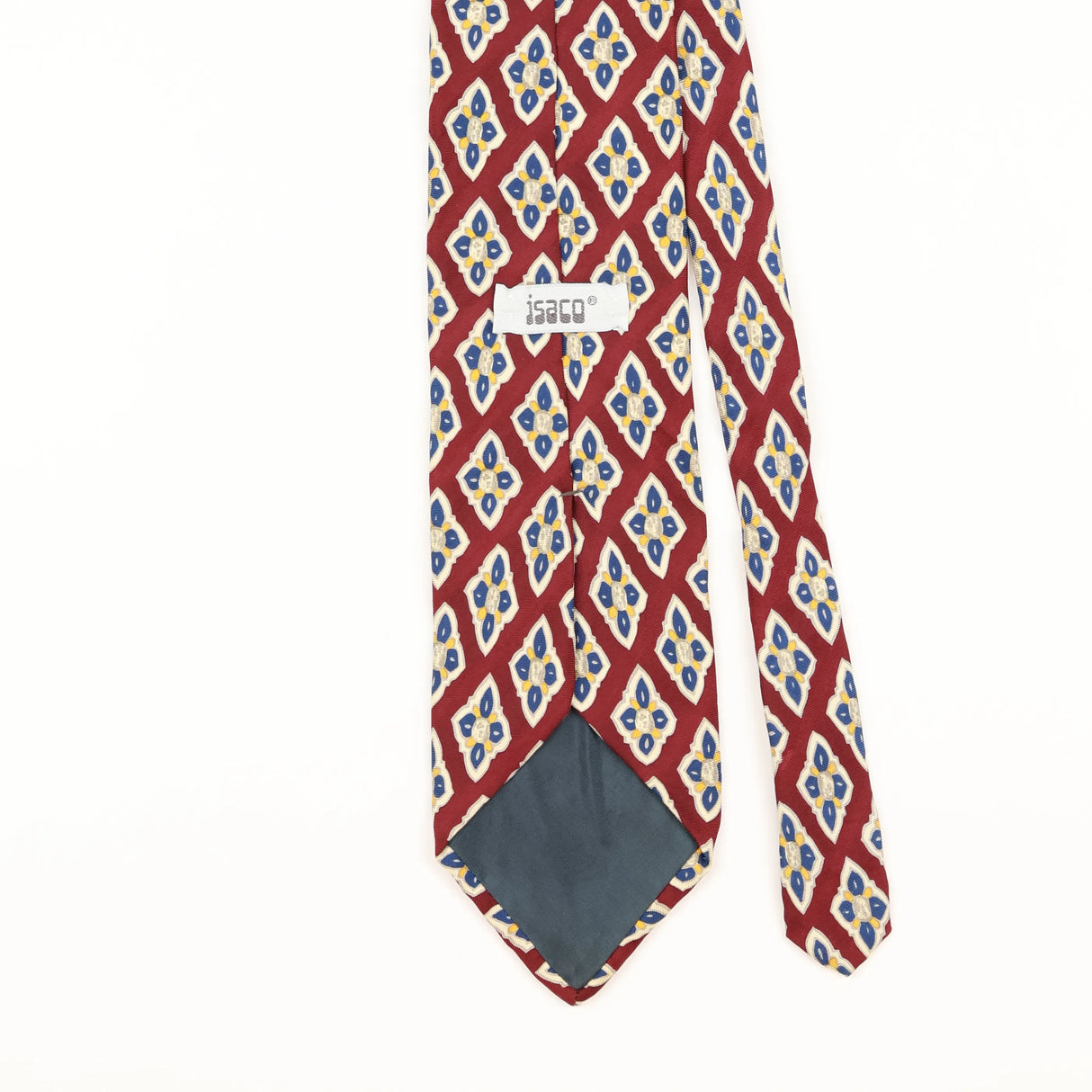 Back Detail of Vintage 1990's Isaco Geometric Patterned Tie