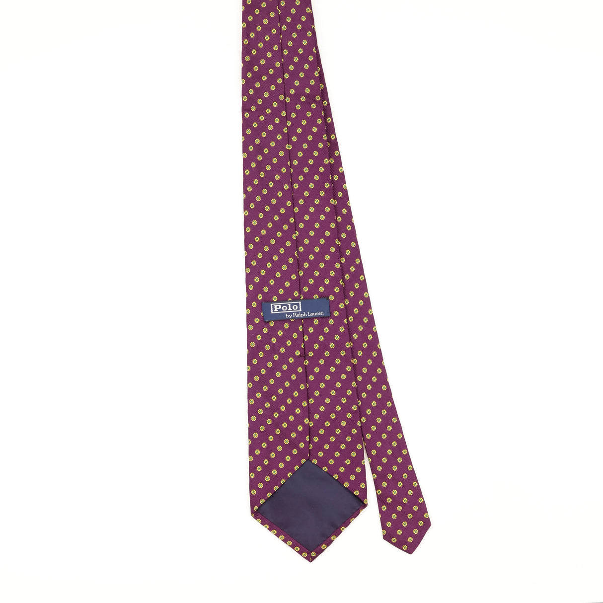 Back of Vintage 1990's Ralph Lauren Flowers Geometric Patterned Tie