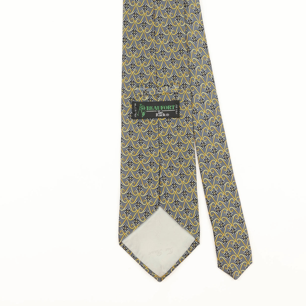 Back Detail of Vintage 1990's Tie Rack Beaufort Geometric Patterned Tie