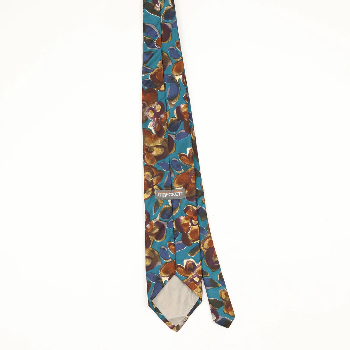 Back Back of Vintage 1990's J.T. Beckett Floral Patterned Tie